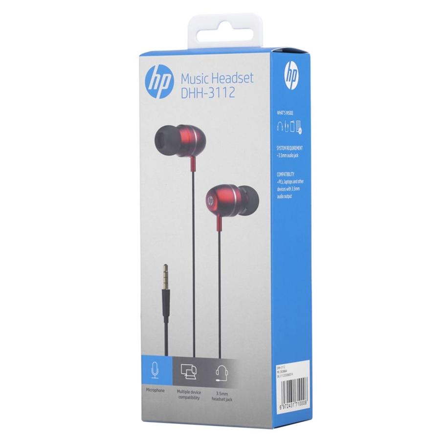 HP - Écouteurs Stéréo Intra-Auriculaire avec Contrôle du Volume et Microphone, Rouge - Simple Boutique