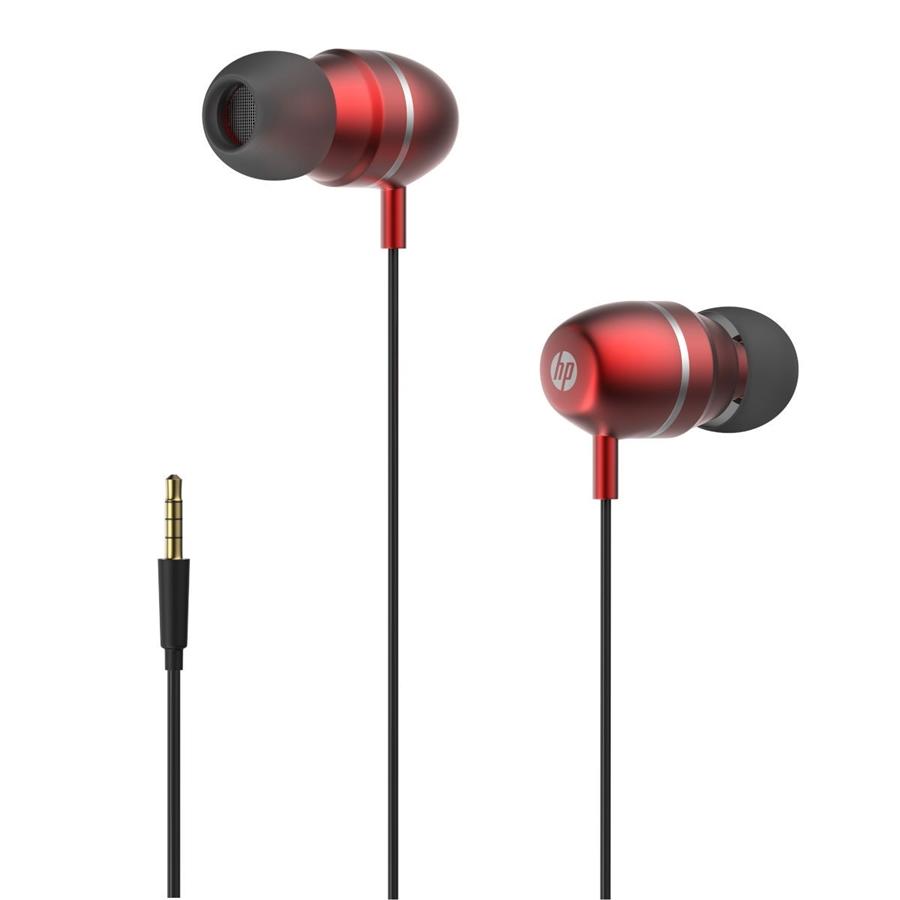 HP - Écouteurs Stéréo Intra-Auriculaire avec Contrôle du Volume et Microphone, Rouge - Simple Boutique