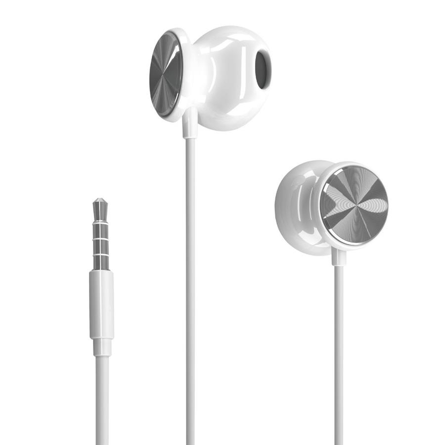 HP- Écouteurs Stéréo Intra-Auriculaire avec Contrôle du Volume et Microphone. Blanc