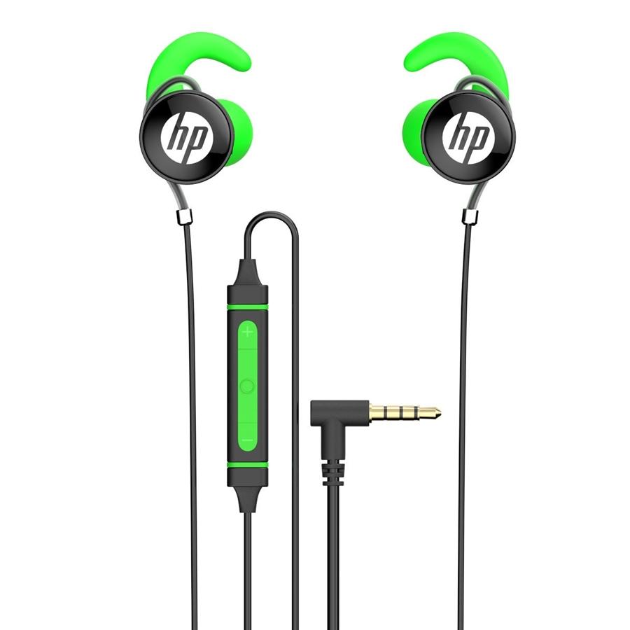HP - Écouteurs de Jeu Stéréo Intra-Auriculaire avec Contrôle du Volume et Microphone Amovible, Vert