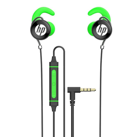 HP - Écouteurs de Jeu Stéréo Intra-Auriculaire avec Contrôle du Volume et Microphone Amovible, Vert