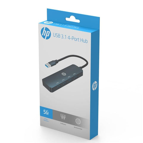 HP - Hub USB 3.0 à 4 Ports, Jusqu'à 5Gbps, Compatibilité avec USB2.0/USB1.1 pour Mac, PC ou Disque Dur Mobile, Noir