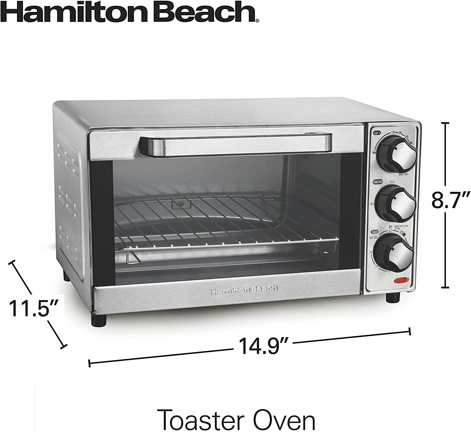 Hamilton Beach 31401 Four grille-pain en acier inoxydable de grande capacité 15 x 11,5 x 8,7 cm - Simple Boutique