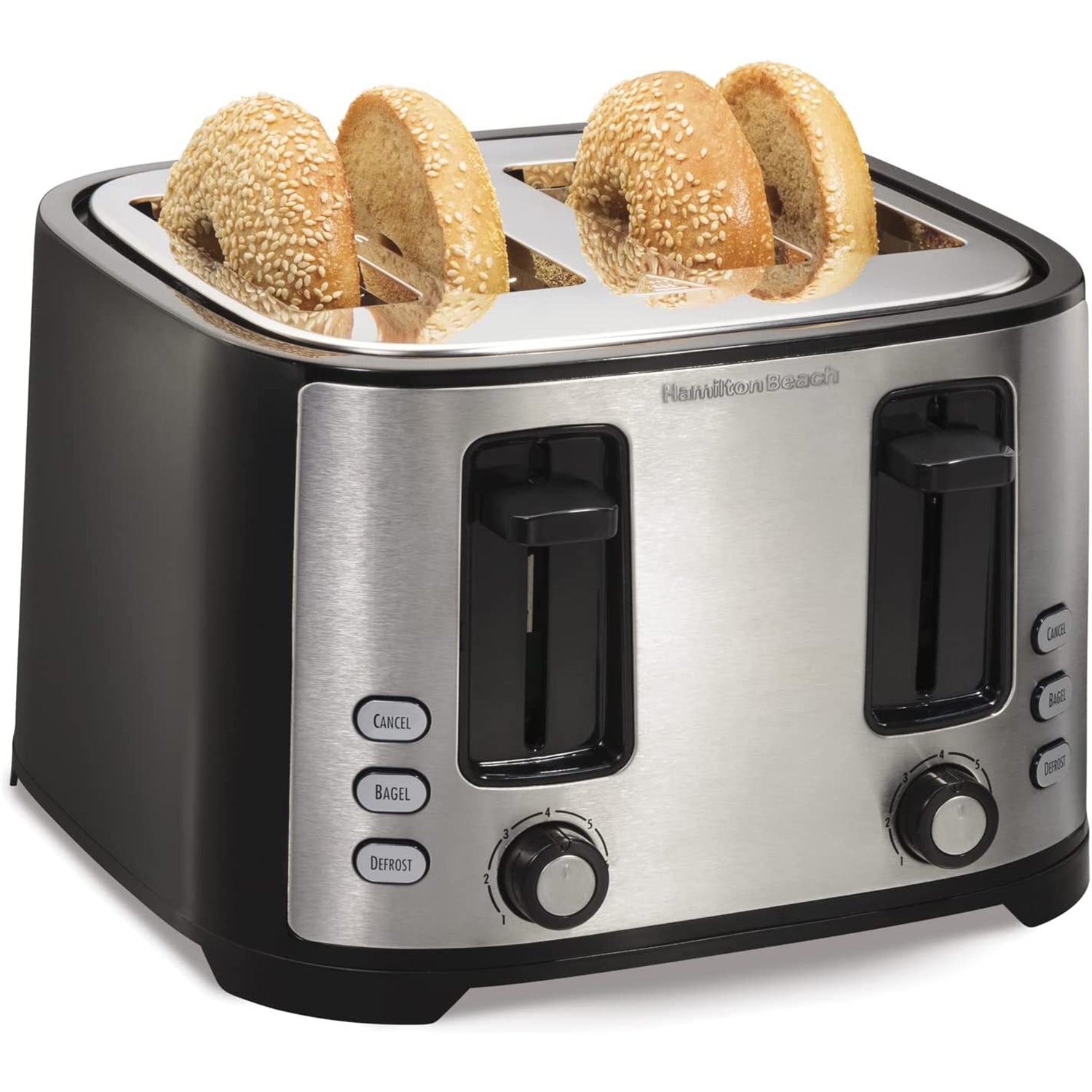 Hamilton Beach - Grille-Pain 4 Tranches avec Fente Extra-Large, 1400 Watts, Noir - Simple Boutique