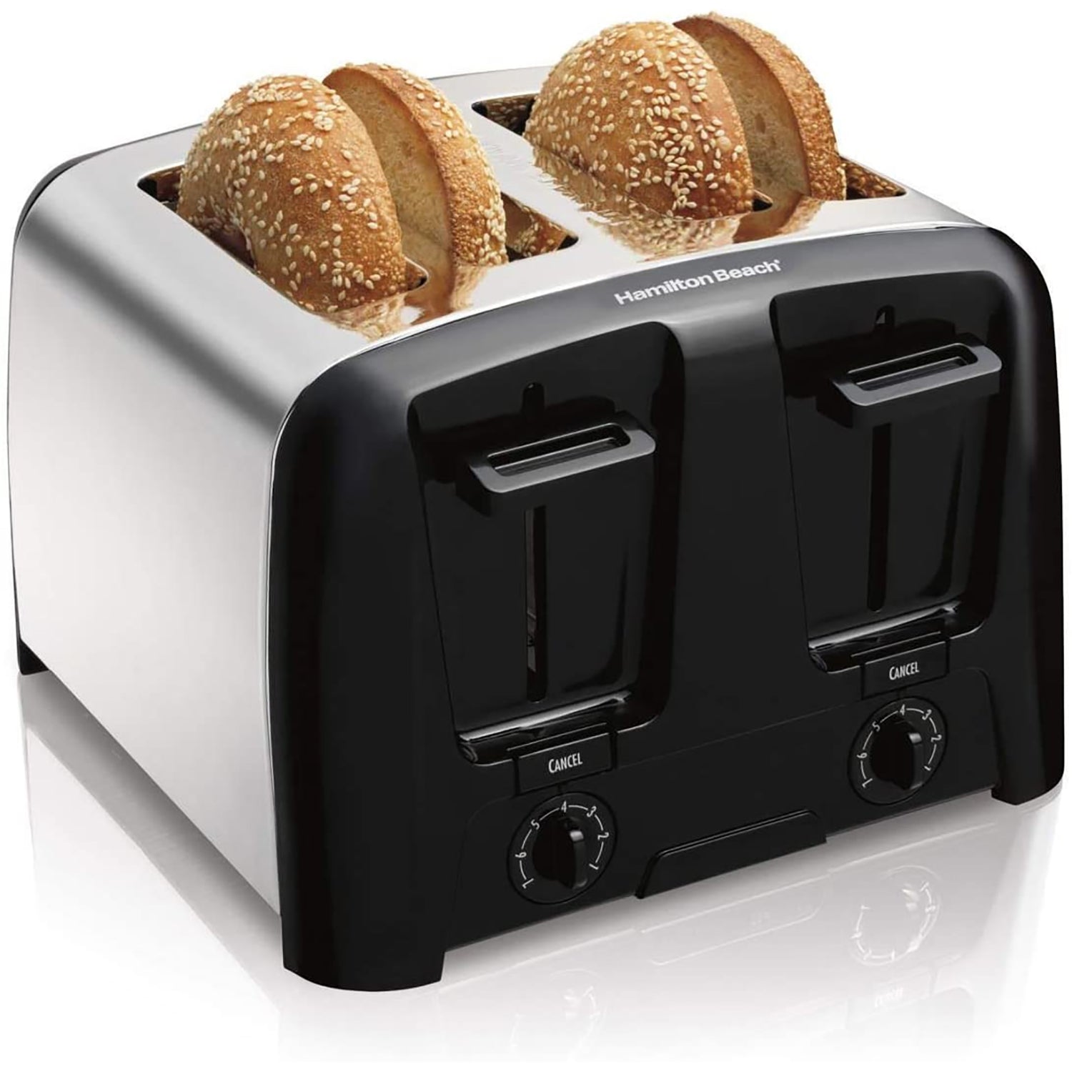Hamilton Beach - Grille-Pain 4 Tranches avec Fentes Extra-Large, Cordon Rétractable, Noir - Simple Boutique
