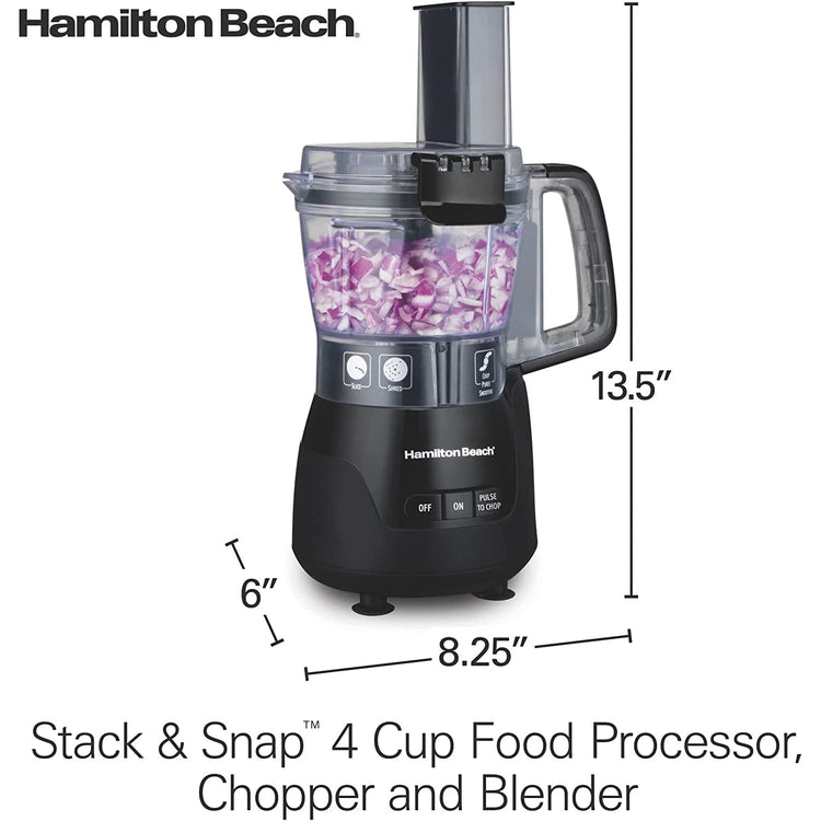 Hamilton Beach - Robot Culinaire Stack & Snap, Capacité de 4 Tasses, Noir - Simple Boutique