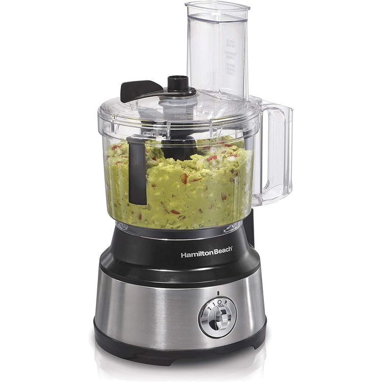 Hamilton Beach - Robot Culinaire avec Spatule Interne, Capacité de 10 Tasses, 450 Watt, Acier Inoxydable - Simple Boutique
