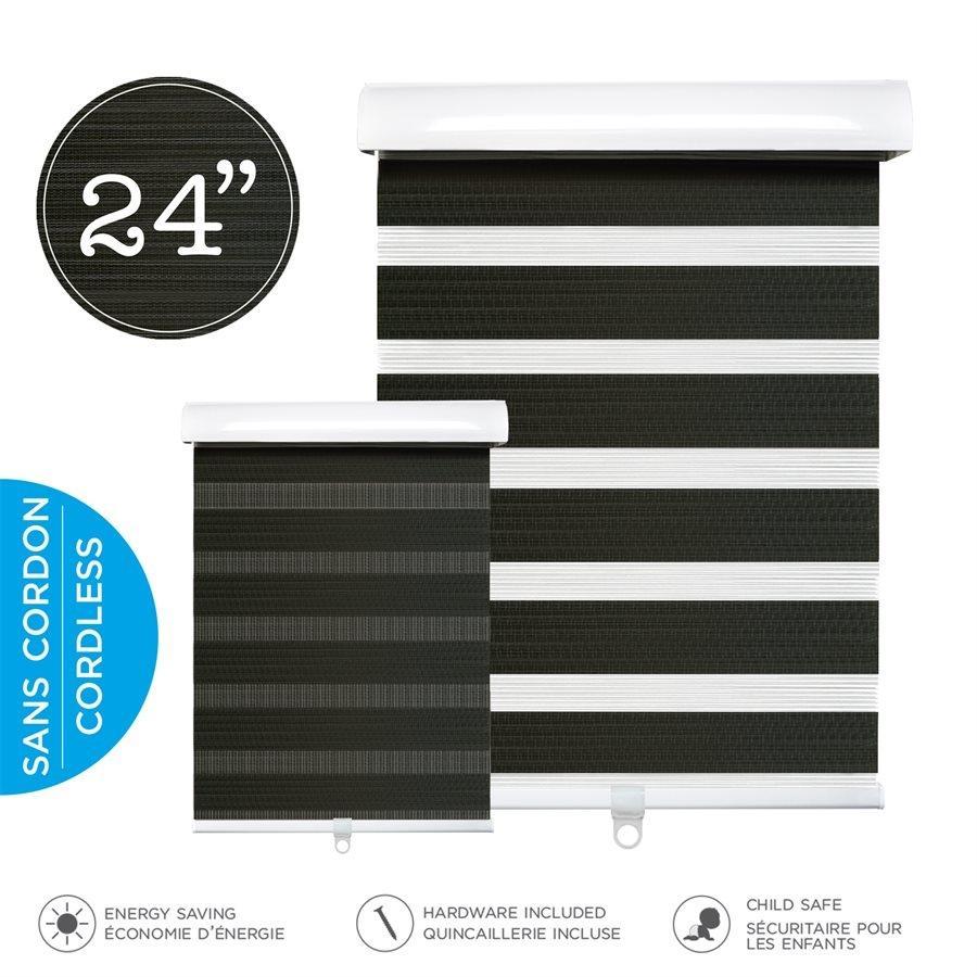 Hauz 2484WDCOFCD - Store de Fenêtre à Toile Alternée 24'' X 84'', Sans Cordon, Grain de Bois Chêne Foncé - Liquidation Vente Finale - Simple Boutique