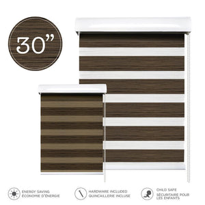 Hauz 3084WDCOF Store de Fenêtre à Toile Alternée 30'' X 84'', Grain de Bois Brun - Simple Boutique