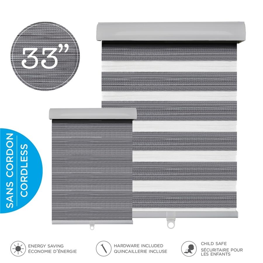 Hauz 3384WDGRYCD - Store de Fenêtre à Toile Alternée 33'' X 84'', Sans Cordon, Grain de Bois Gris - Simple Boutique