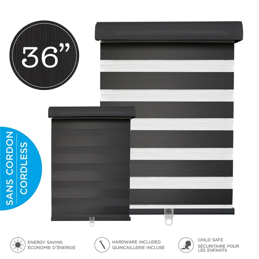 Hauz 3684BLKCD - Store de Fenêtre à Toile Alternée 36'' X 84'', Sans Cordon, Noir - Simple Boutique