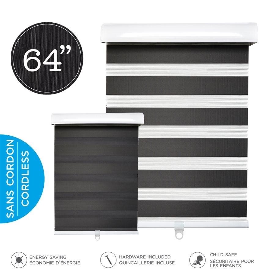 Hauz 6484BLKCD - Store de Fenêtre à Toile Alternée 64'' X 84'', Sans Cordon, Noir - Simple Boutique
