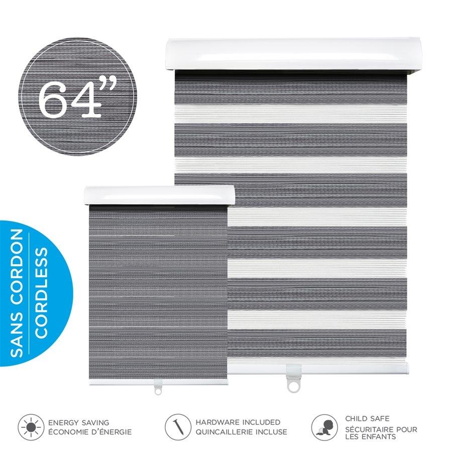 Hauz 6484WDGRYCD - Store de Fenêtre à Toile Alternée 64'' X 84'', Sans Cordon, Grain de Bois Gris - Simple Boutique