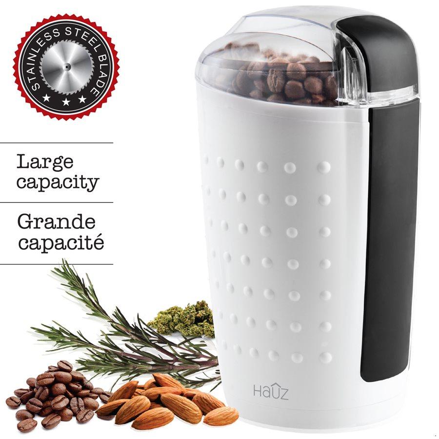 Hauz ACG326 Moulin Électrique pour Café Épices et Fines Herbes Blanc - Simple Boutique
