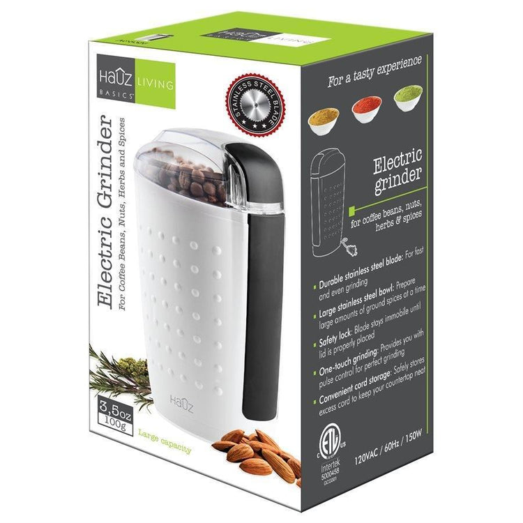 Hauz ACG326 Moulin Électrique pour Café Épices et Fines Herbes Blanc - Simple Boutique