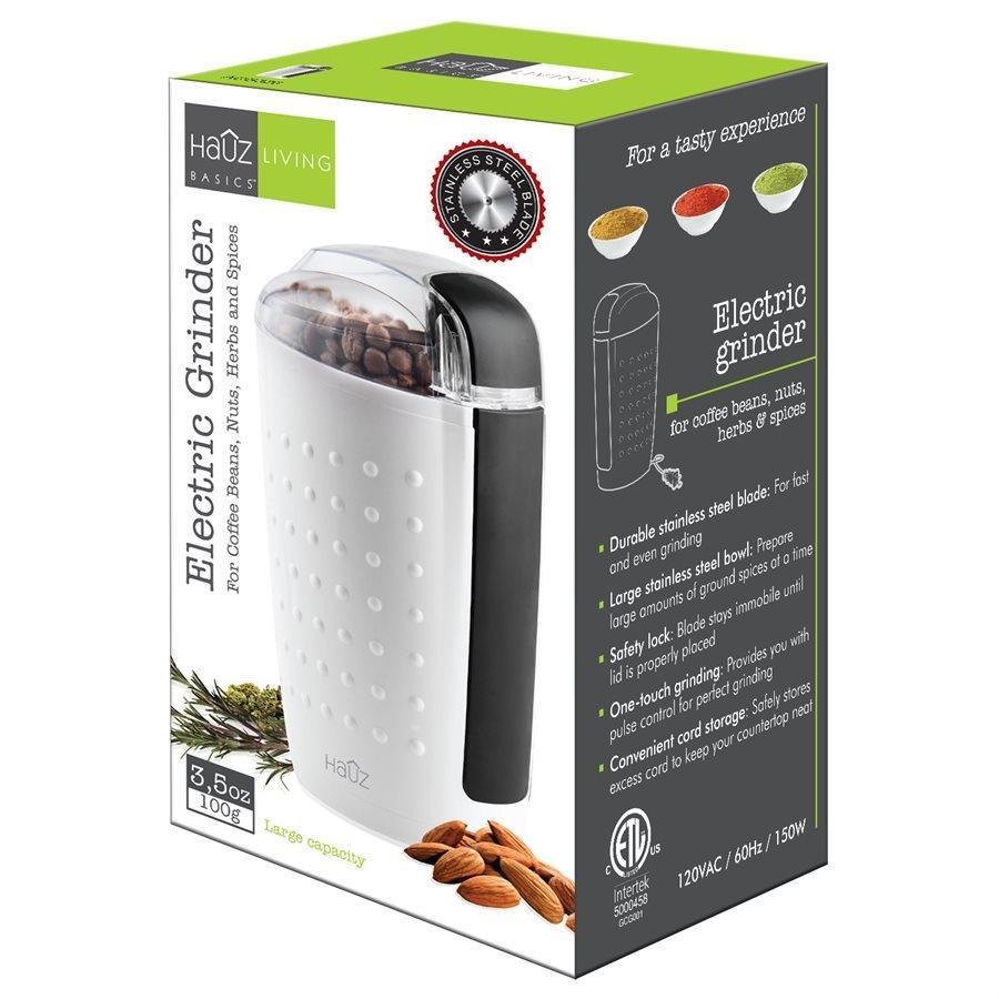Hauz ACG326 Moulin Électrique pour Café Épices et Fines Herbes Blanc - Simple Boutique