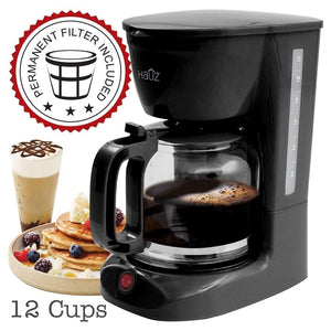 Hauz ACM875 Cafetière à Filtre 12 Tasses 1.8L Noire - Simple Boutique