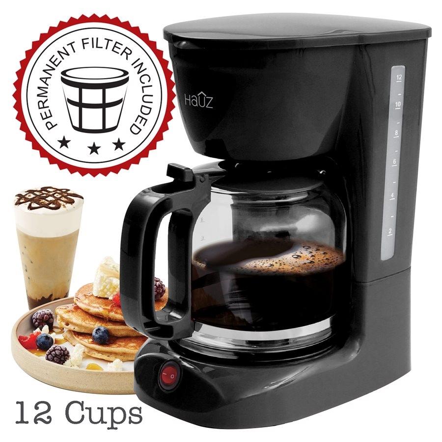 Hauz ACM875 Cafetière à Filtre 12 Tasses 1.8L Noire - Simple Boutique