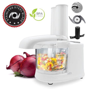 Hauz AFP981 - Mini Robot Culinaire 1.5 Tasses avec Lame en Acier Inoxydable, Blanc - Simple Boutique