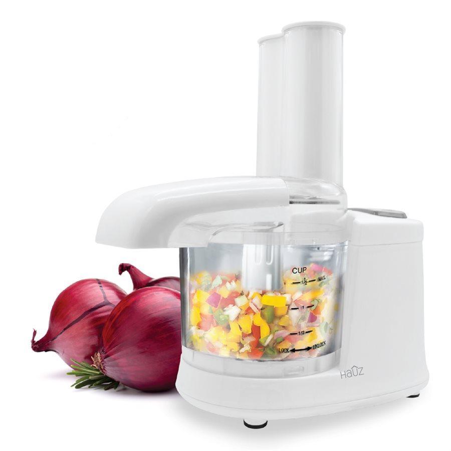 Hauz AFP981 - Mini Robot Culinaire 1.5 Tasses avec Lame en Acier Inoxydable, Blanc - Simple Boutique