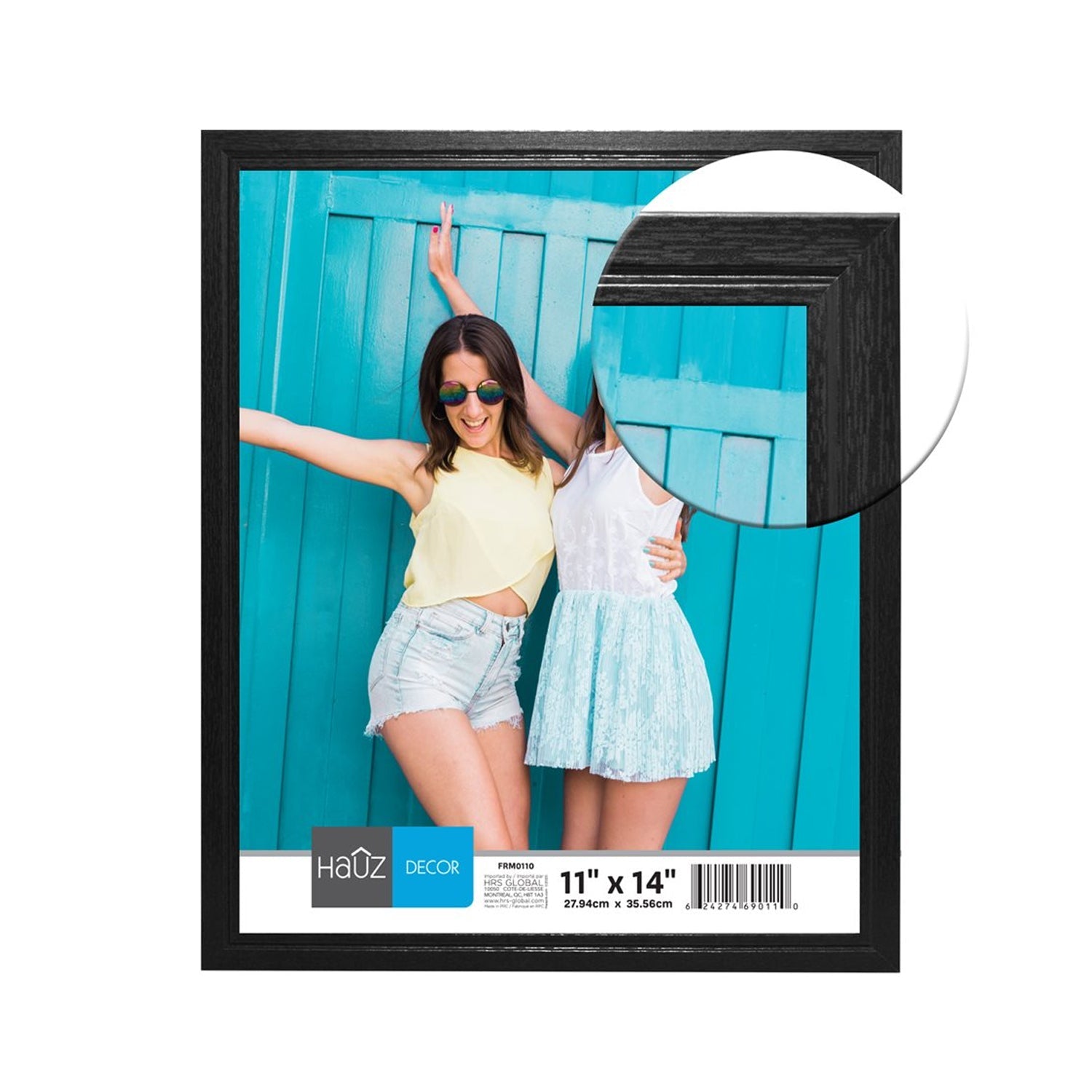 Hauz FRM0110 - 11x14 Cadre de Photo Noir - Simple Boutique
