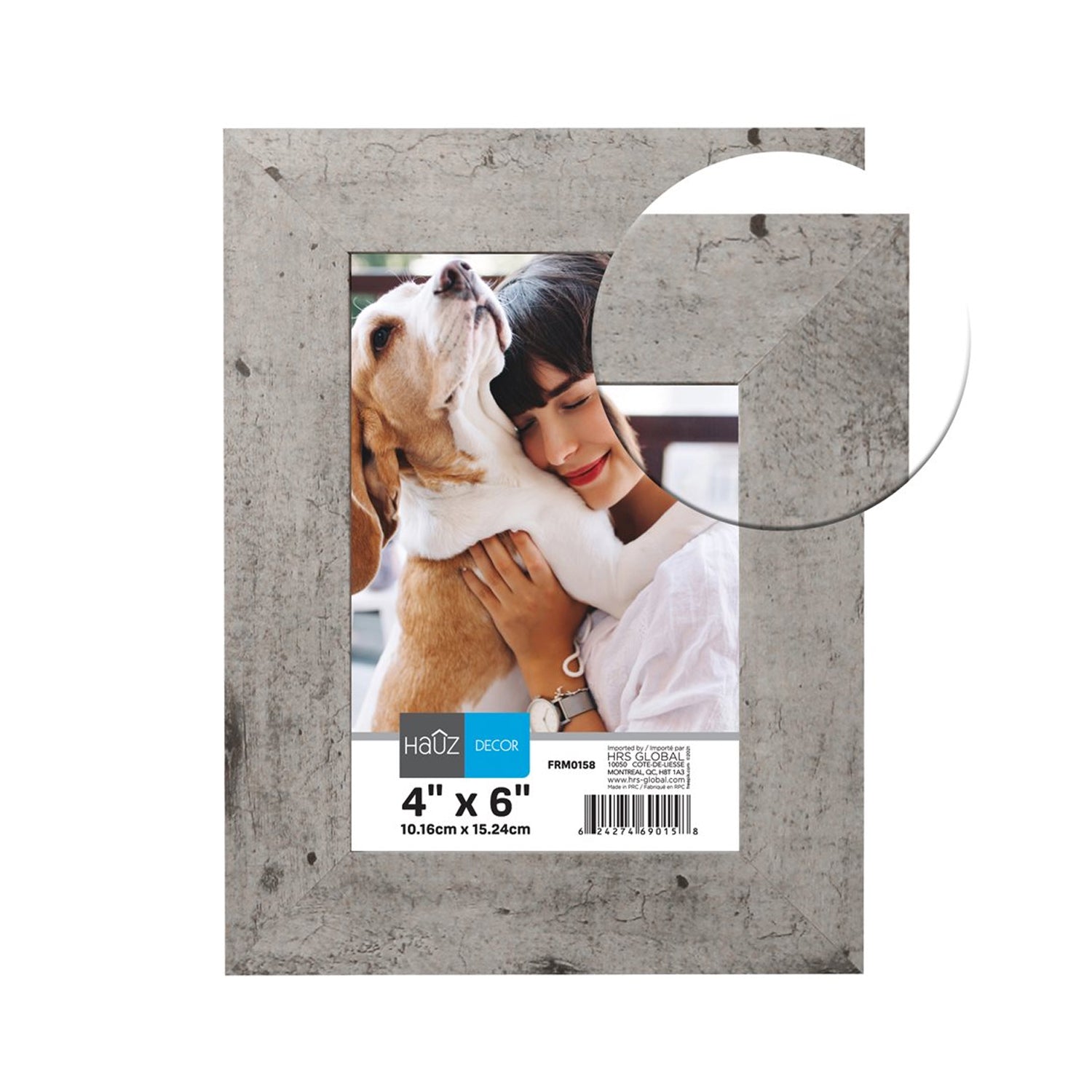 Hauz FRM0158 - 4x6 Cadre de Photo Texture Marbre Gris - Simple Boutique