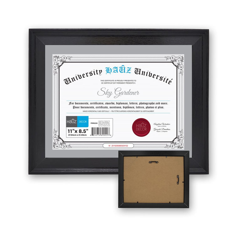 Hauz FRM0226 - 8.5x11 Cadre de Photo ou Document Noir - Simple Boutique