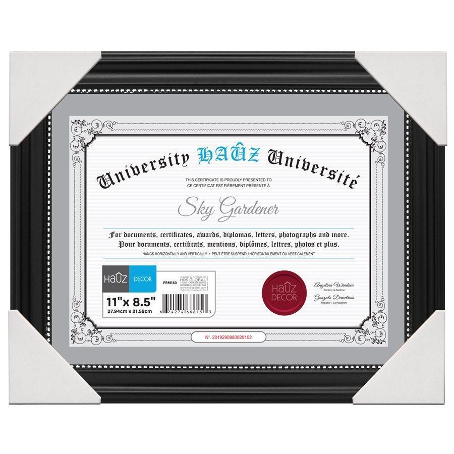 Hauz FRM153 Cadre pour Photo ou Document 8.5X11, Noir - Simple Boutique