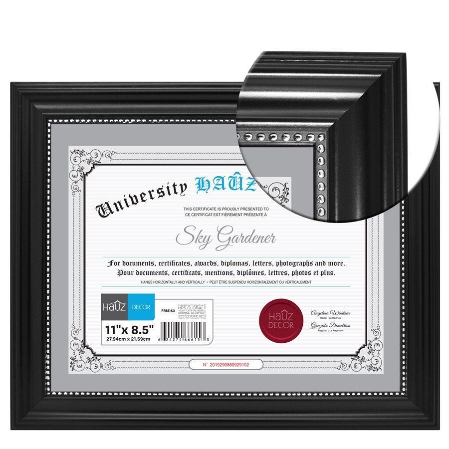 Hauz FRM153 Cadre pour Photo ou Document 8.5X11, Noir - Simple Boutique