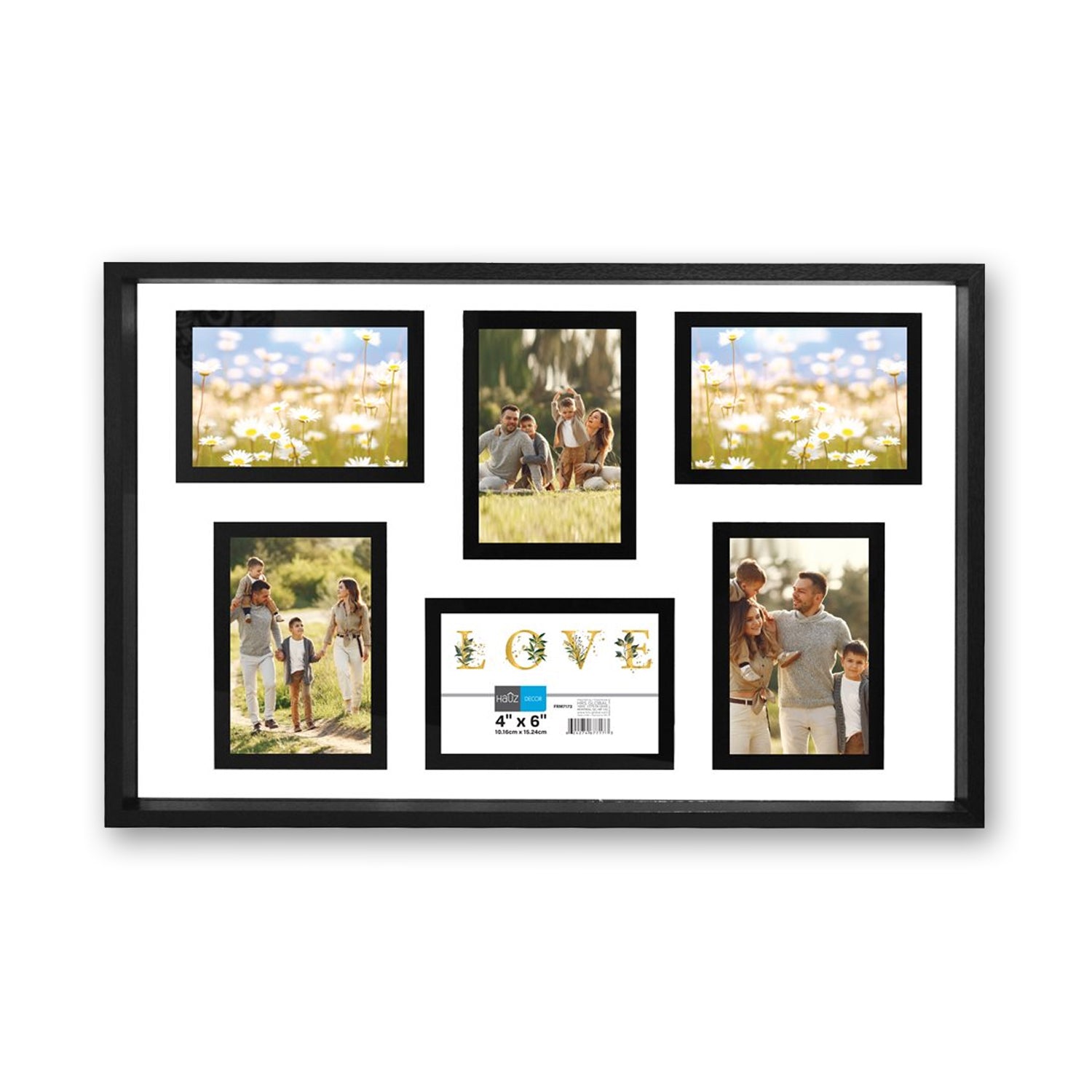 Hauz FRM7173 - 6 Images 4x6 Cadre de Photos Collage Noir - Simple Boutique
