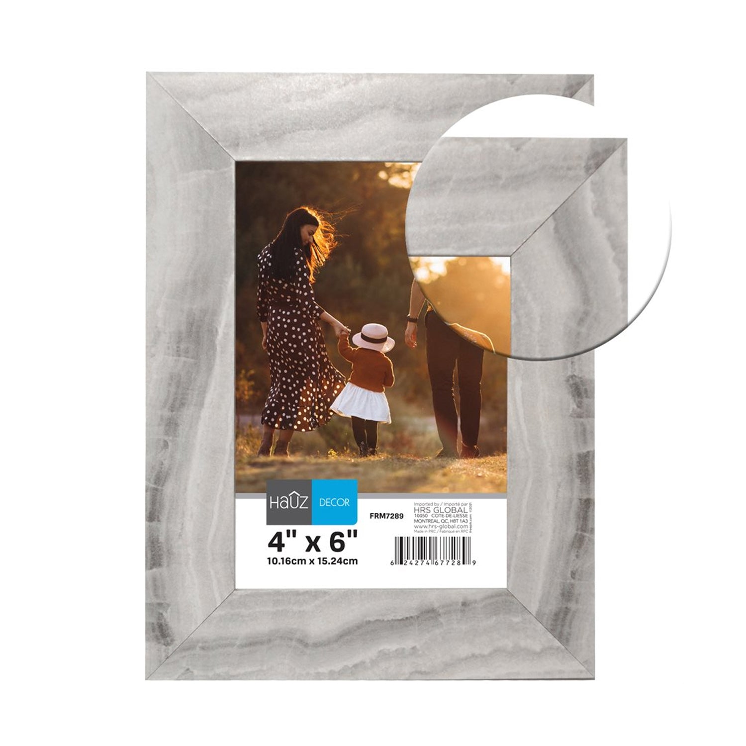 Hauz FRM7289 - 4x6 Cadre de Photo Blanc & Gris Marbré - Simple Boutique