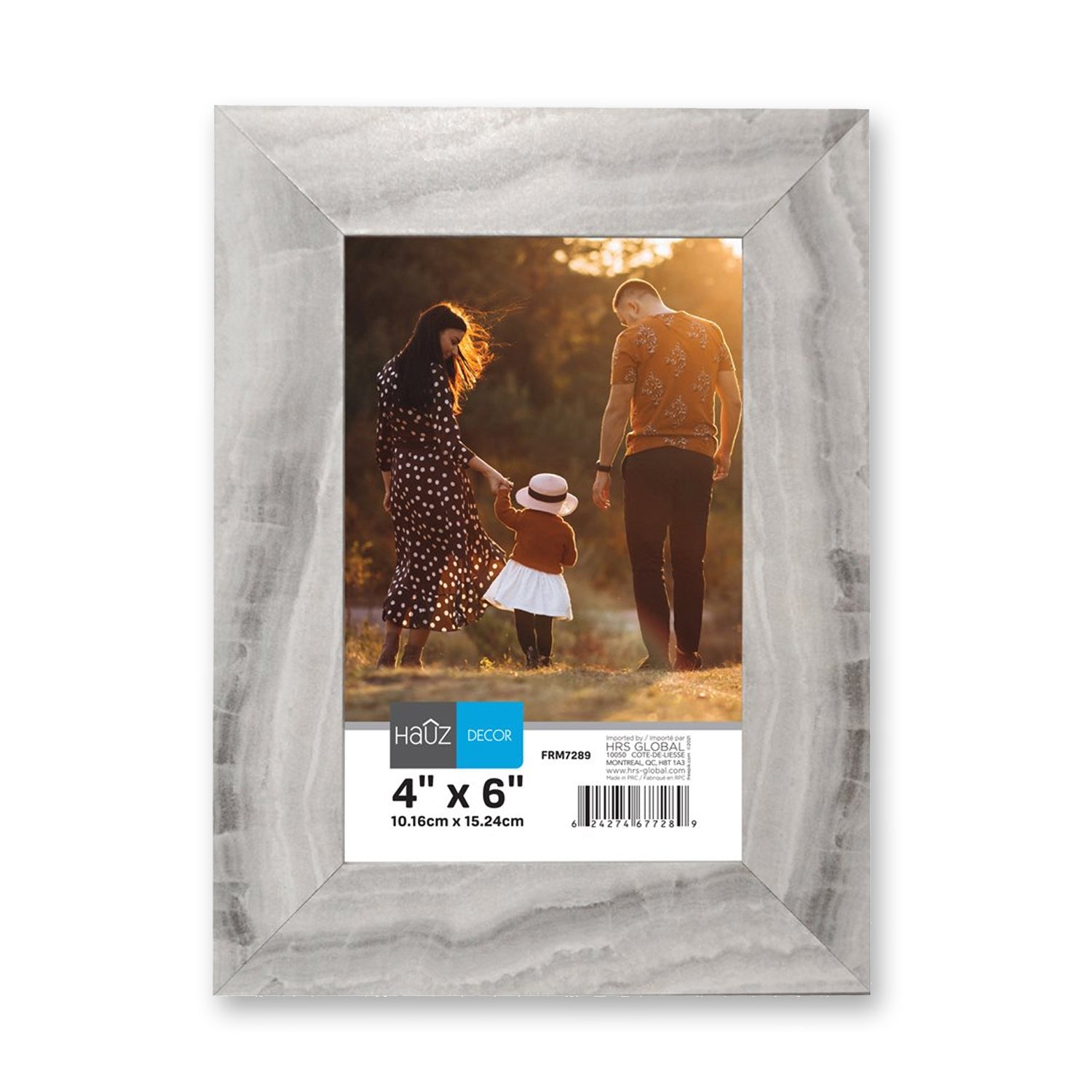 Hauz FRM7289 - 4x6 Cadre de Photo Blanc & Gris Marbré - Simple Boutique