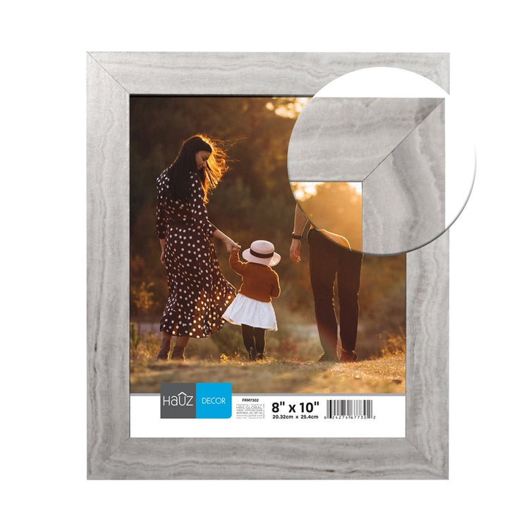 Hauz FRM7302 - 8x10 Cadre de Photo Blanc & Gris Marbré - Simple Boutique