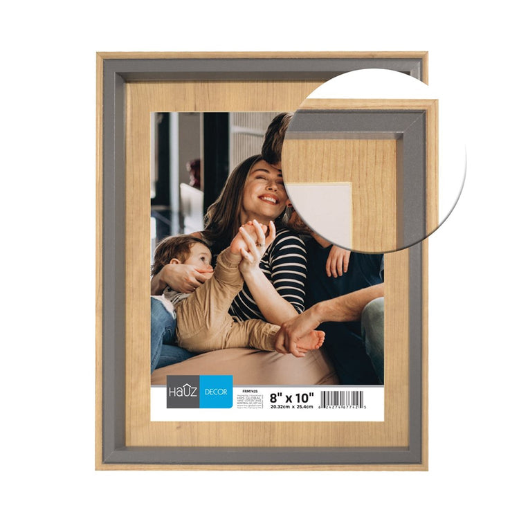 Hauz FRM7425 - 8x10 Cadre de Photo Style Bois Pâle Avec Bordure Grise - Simple Boutique