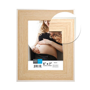 Hauz FRM7449 - 5x7 Cadre de Photo Style Bois Pâle Avec Bordure Blanche - Simple Boutique