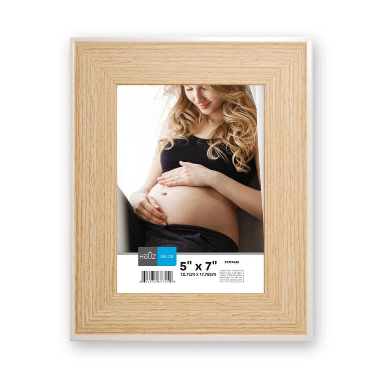 Hauz FRM7449 - 5x7 Cadre de Photo Style Bois Pâle Avec Bordure Blanche - Simple Boutique