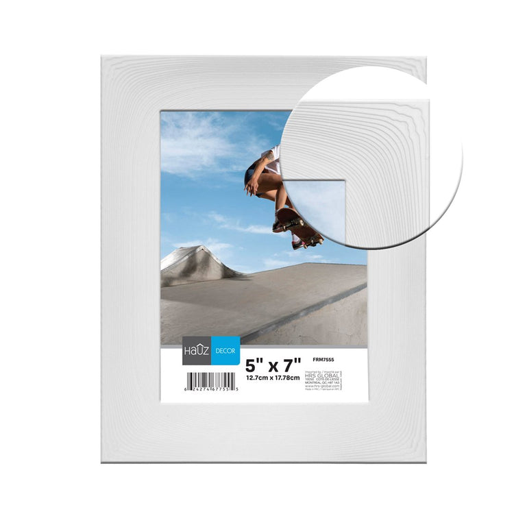 Hauz FRM7555 - 5x7 Cadre de Photo Courbé Blanc Texture Bois - Simple Boutique