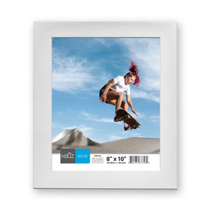 Hauz FRM7562 - 8x10 Cadre de Photo Courbé Blanc Texture Bois - Simple Boutique