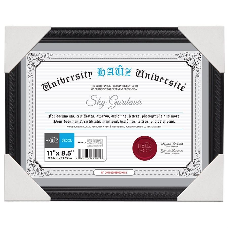 Hauz FRM972 Cadre pour Photo ou Document 8.5X11, Noir - Simple Boutique