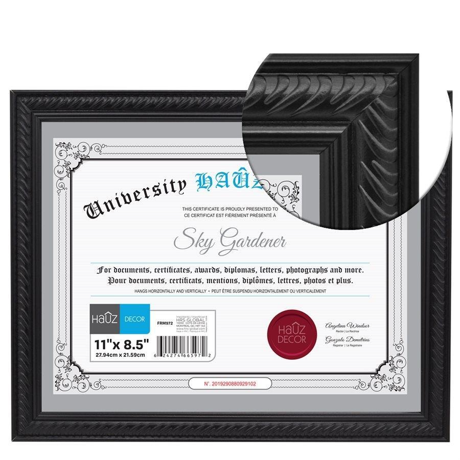 Hauz FRM972 Cadre pour Photo ou Document 8.5X11, Noir - Simple Boutique