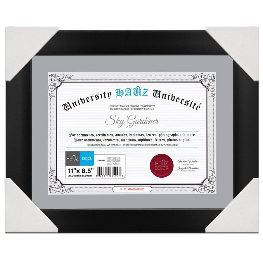 Hauz FRM996 Cadre pour Photo ou Document 8.5X11, Noir - Simple Boutique