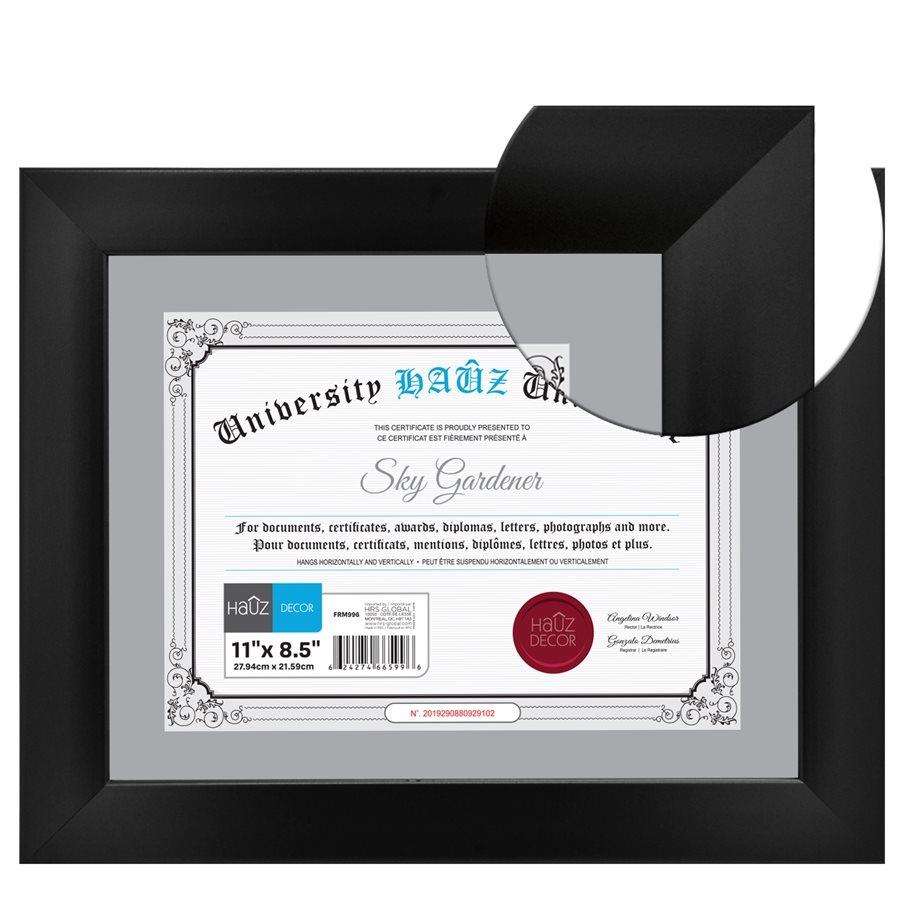 Hauz FRM996 Cadre pour Photo ou Document 8.5X11, Noir - Simple Boutique