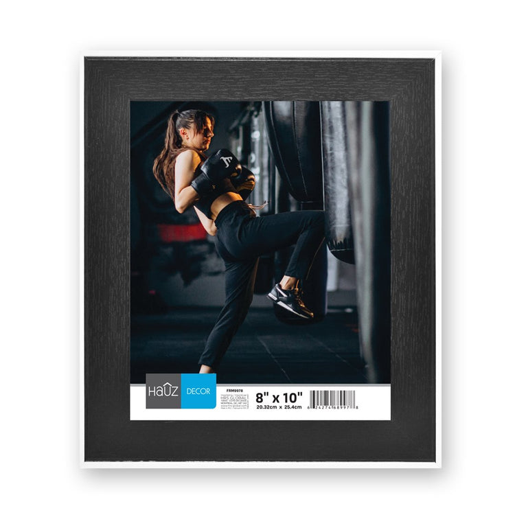 Hauz FRM9978 - 8x10 Cadre de Photo Noir Style Bois Avec Bordure Blanche - Simple Boutique