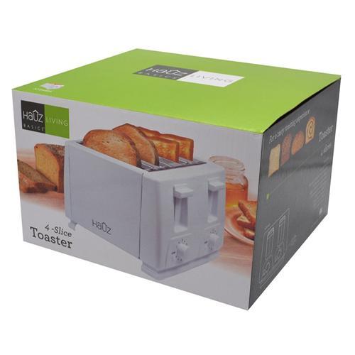 Hauz Grille-Pain 4 Tranches En Largeur 1300W Blanc - Simple Boutique