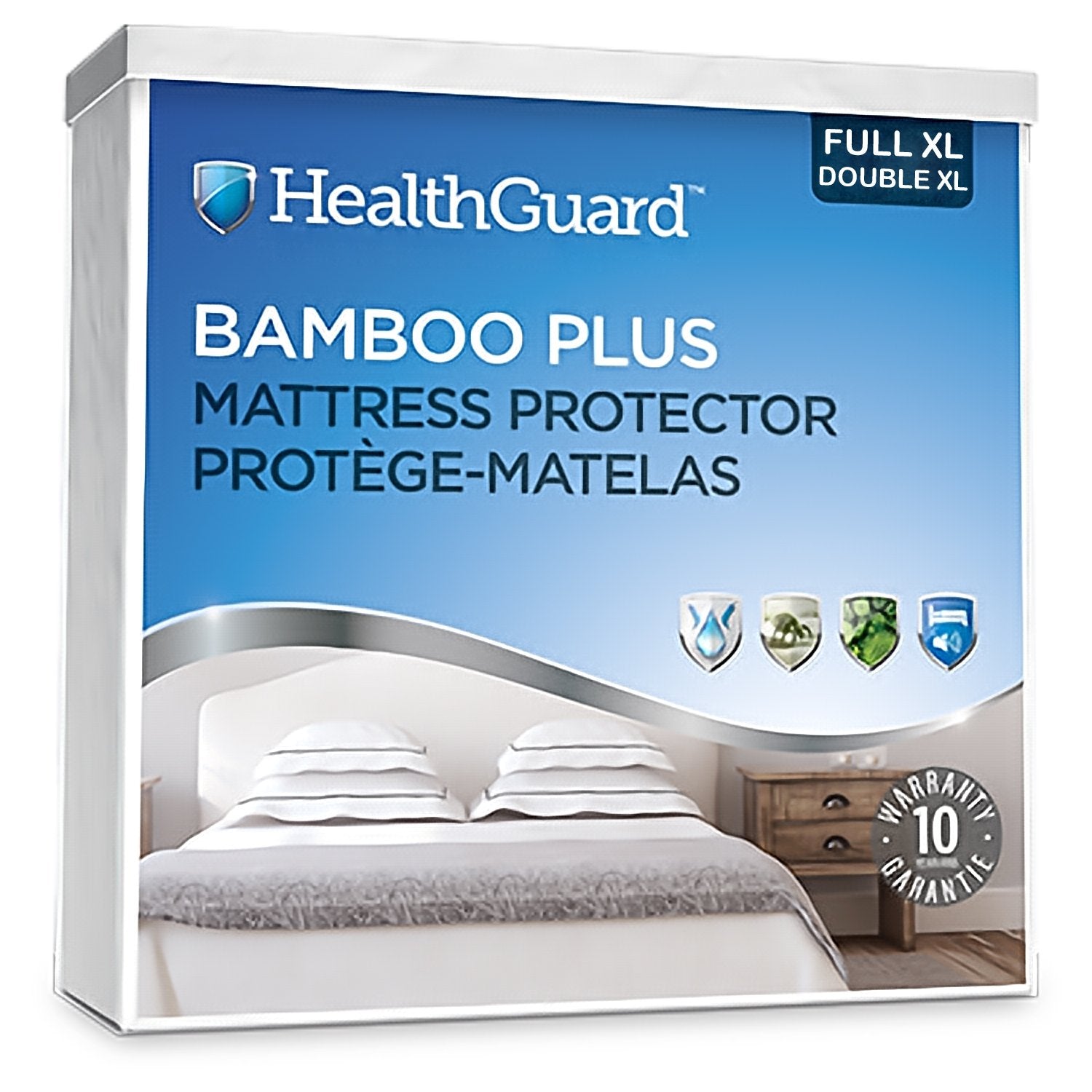 HealthGuard Bamboo Plus Protecteur de Matelas Imperméable Double Extra Long - Liquidation Vente Finale - Simple Boutique