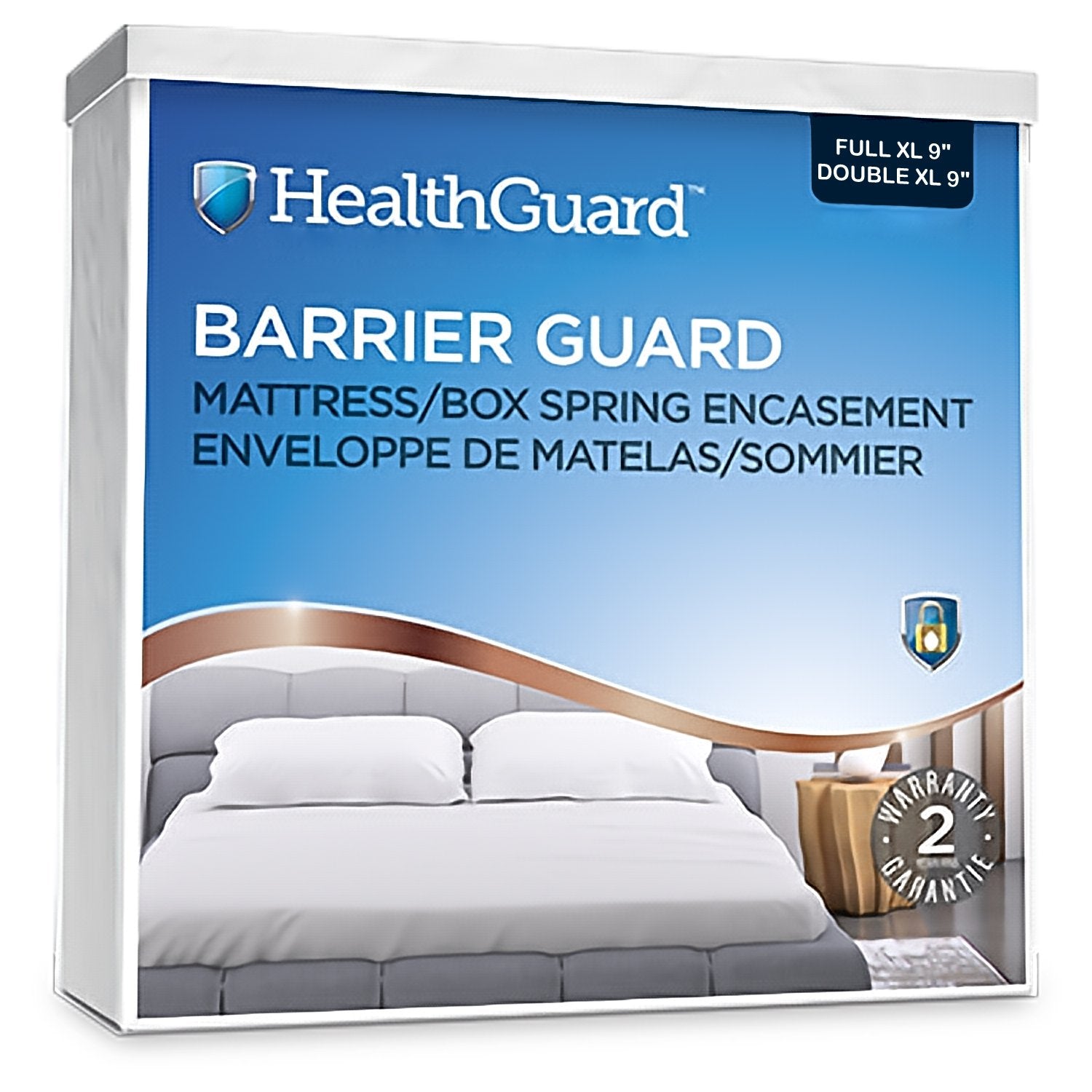 HealthGuard Barrier Guard Enveloppe de Matelas et Sommier Double Extra Long 9" - Liquidation Vente Finale - Simple Boutique