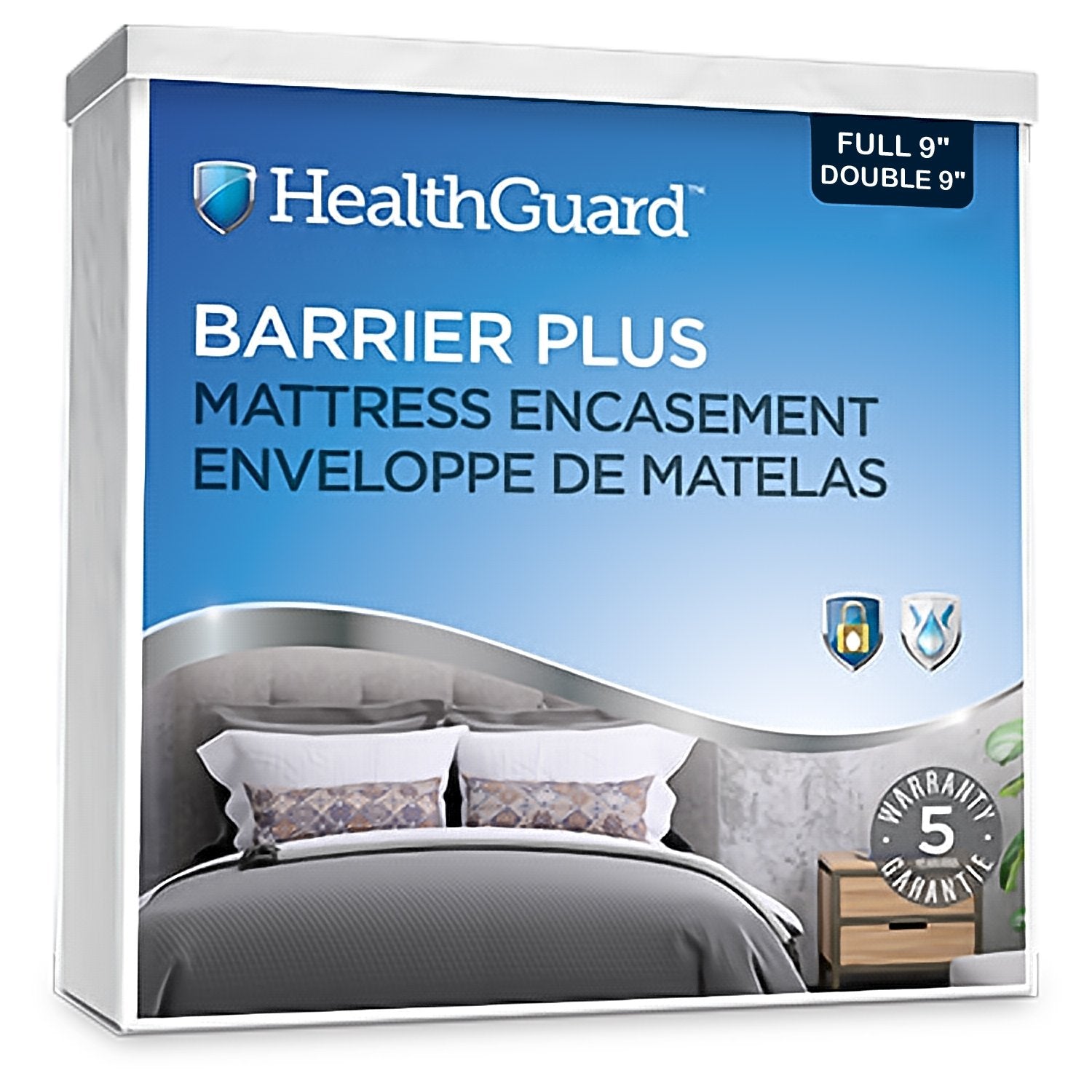 HealthGuard Barrier Plus Terry Surface Enveloppe de Matelas Double 9" - Liquidation Vente Finale - Simple Boutique