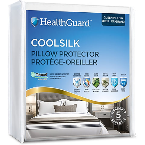 HealthGuard Coolsilk Tencel Jersey Protecteur d'Oreiller Imperméable Grand / Queen
