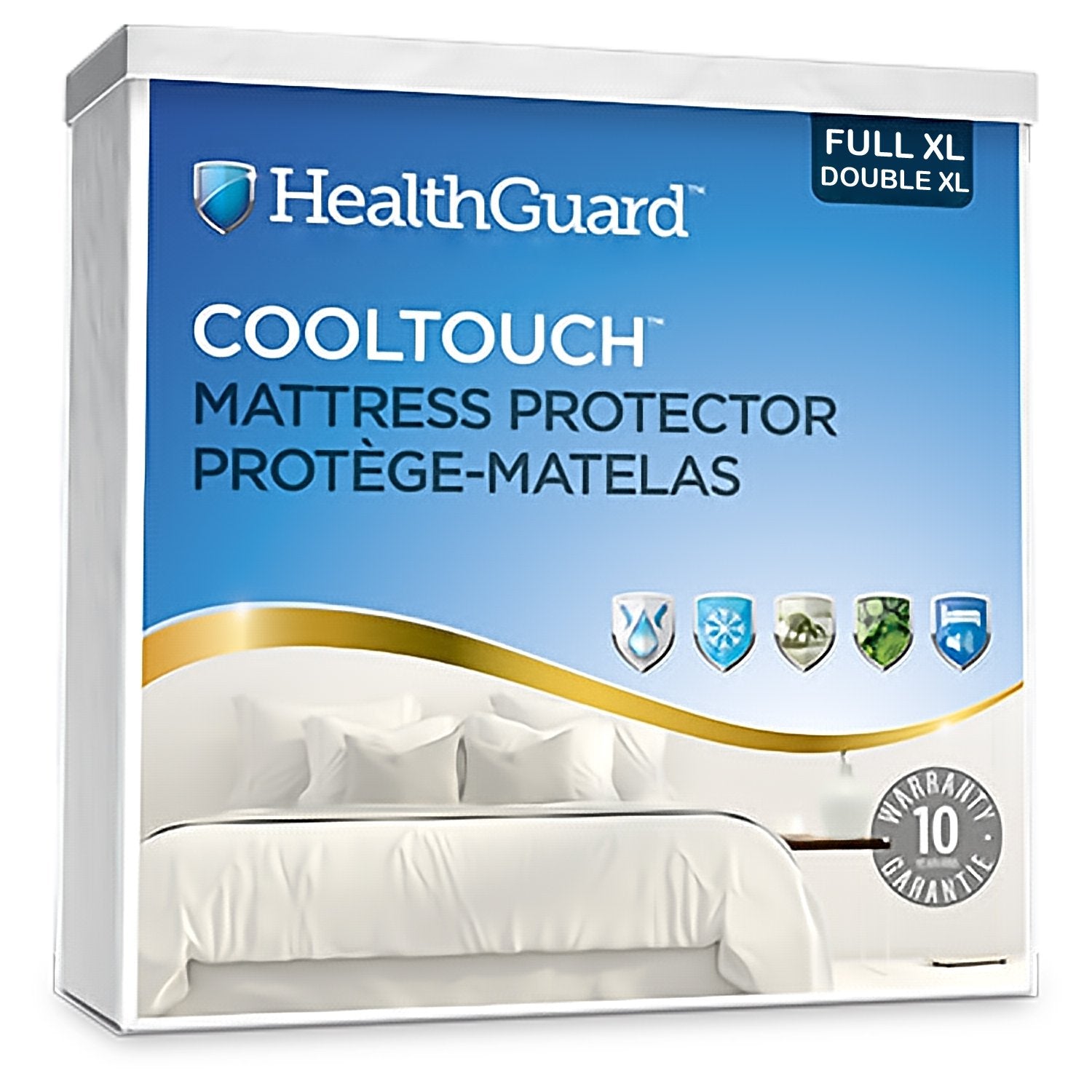 HealthGuard Cooltouch Protecteur de Matelas Imperméable Double Extra Long - Liquidation Vente Finale - Simple Boutique