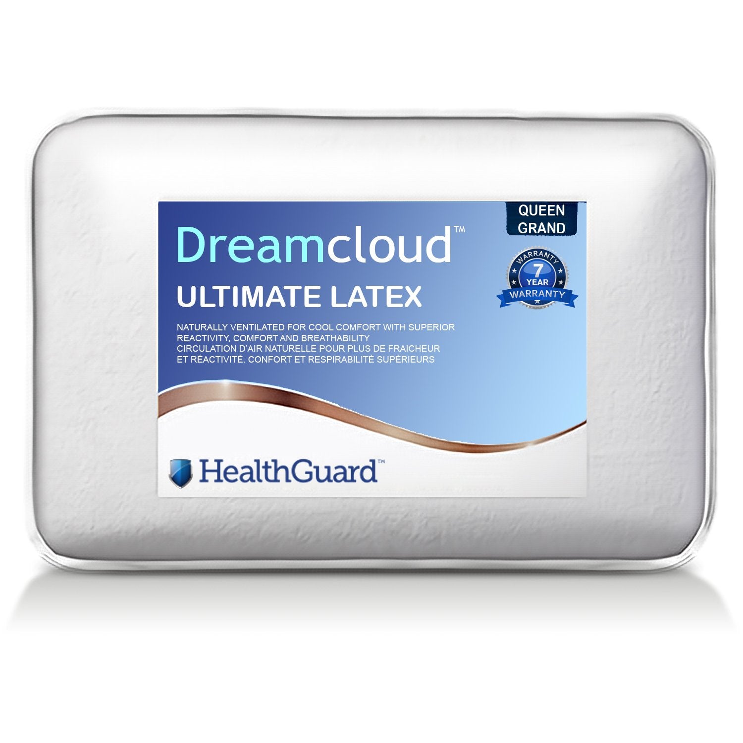 HealthGuard Dreamcloud Ultimate Latex Talalay Latex Oreiller Grand / Queen - Liquidation Vente Finale - Simple Boutique